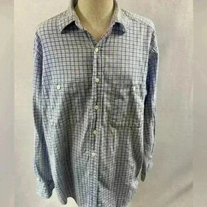 Polo Ralph Lauren Mens Shirt Big And Tall Blue Plaid Button Medium